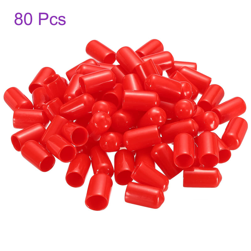 DMiotech 80 Pack 3/8" ID Red Screw Thread Protectors Rubber End Caps Bolt Covers for Screw Bolt Furniture Pipe 3/8"