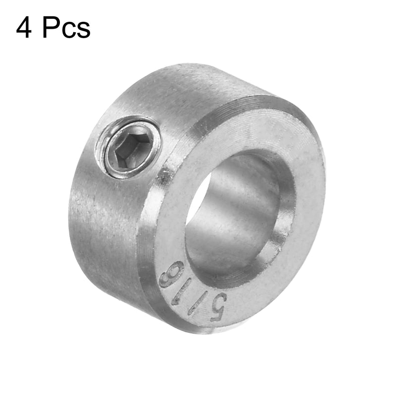 HARFINGTON 4pcs Shaft Collar 5/16" Bore 304 Stainless Steel Set Screw Shaft Collars, 5/8" OD, 5/16" Width, for Wheel Barrow Axle, Gearbox Assemblies, Machine Tools, Industry