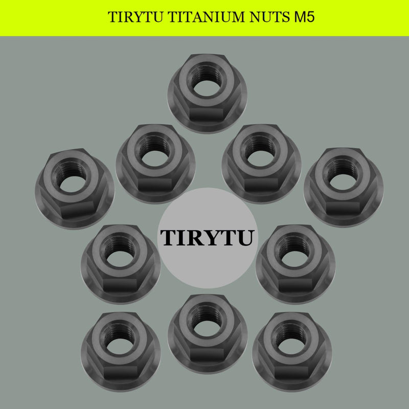 Titanium Flange Hex Nut M5, 10PCS, Black M5 0.8mm Pitch