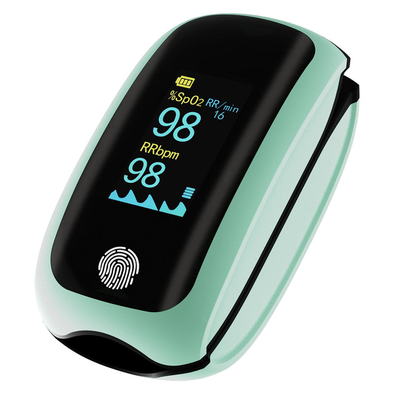 Rechargeable Fingertip Pulse Oximeter - Blood Oxygen Saturation Monitor for Home, Outdoor Sports, Wide Use (Blue)