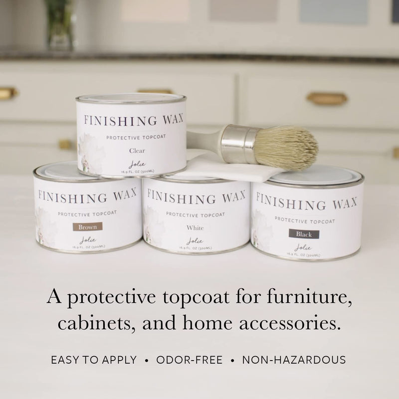 Jolie Finishing Wax - Protective topcoat Paint - Use on interior furniture, cabinets, walls, home decor and accessories - Odor-Free, Non-Hazardous - Clear - 120 ml 4.06 Fl Oz (Pack of 1)