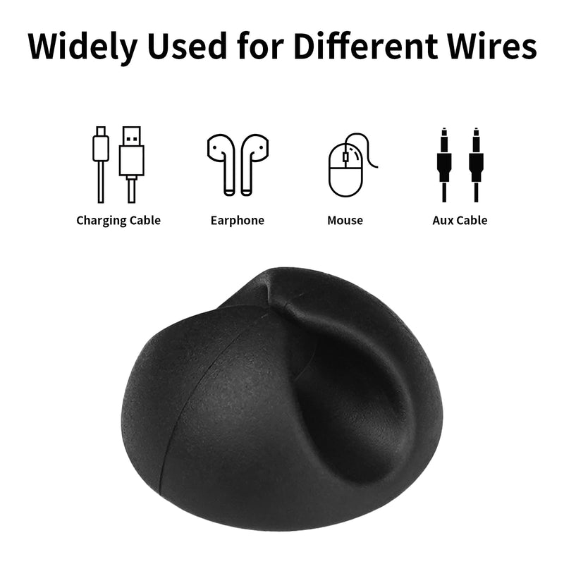 Cord Holder Cable Clips, 12PCS Black Adhesive Cord Organizer Charger Holder Wire Management Keeper for Nightstand, Desk, Office or Mouse
