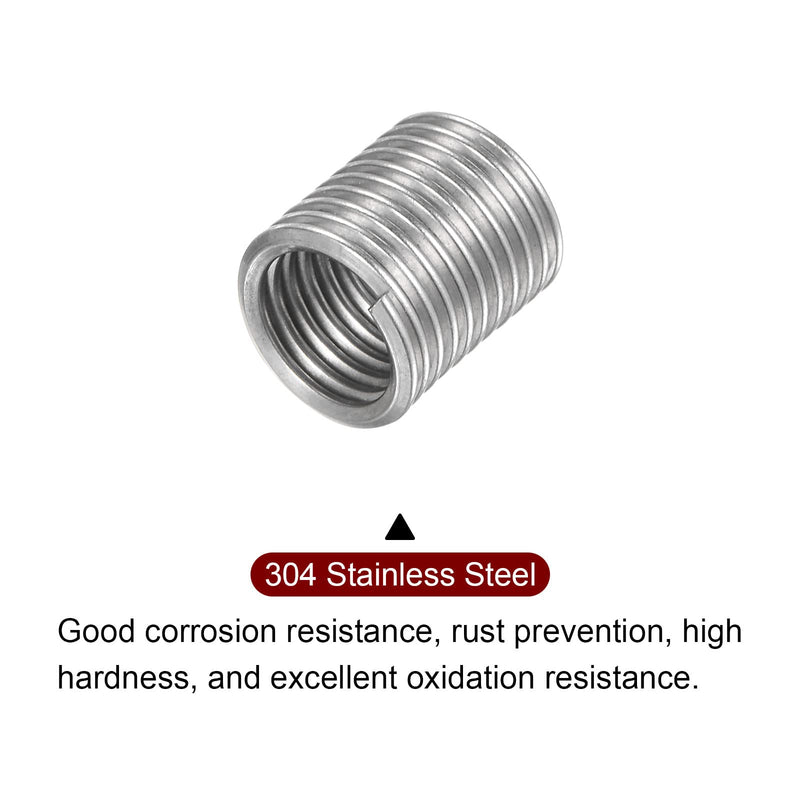 HARFINGTON 10pcs Wire Thread Inserts M8 x 1.25 2D 304 Stainless Steel Helical Coiled Wire Threaded Sleeve