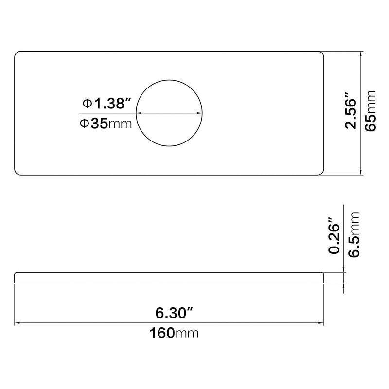KAIYING 6" Hole Cover Deck Plate for Bathroom Vanity Sink, 3-to-1 Bathroom Faucet Escutcheon Plate, Rectangle, Stainless Steel (Matte Black) Matte Black
