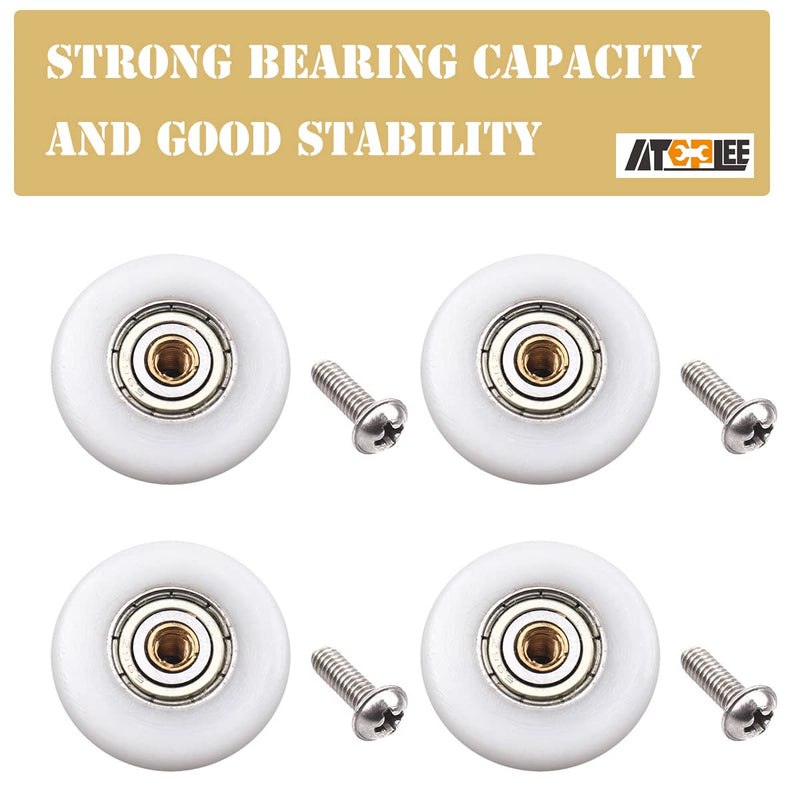 Atoplee 4 pcs Shower Door Rollers Runners Wheels - Replacement Part Bathroom Glass Door Runner Sliding Shower Door Roller Wheel (Roller Diameter 27mm) Roller Diameter 27mm
