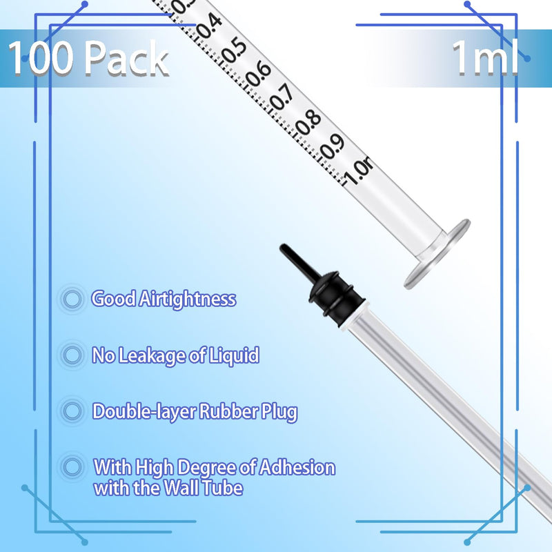 1ml Syringes with Caps (Pack of 100) 1ml White - 100pcs