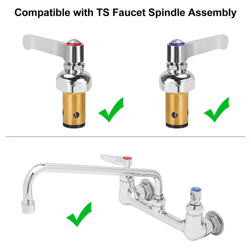 Hot and Cold Side Handle Stem Assembly, Brass Spindle Assembly Replacement Fit for All T&S Faucet Valve (Replace 002713-40 002714-40)