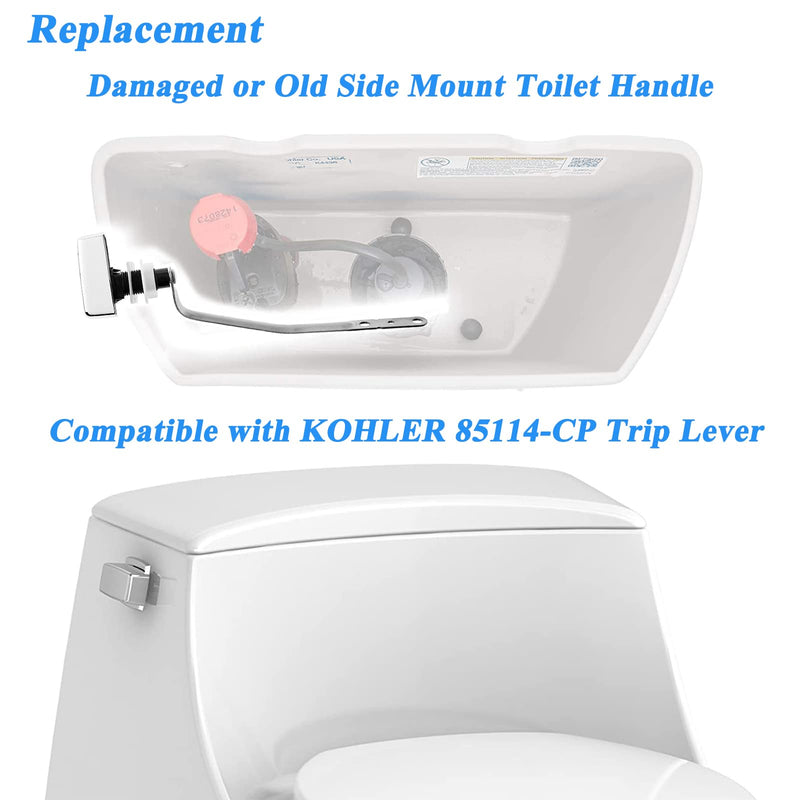 Toilet Flush Handle Replacement, Side Mount Toilet Tank Lever Fit for Kohler 85114-CP Trip Lever Kit, Polished Chrome 6.5inch Trip Lever