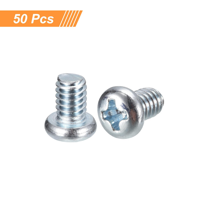 uxcell #8-32x1/4 Pan Head Phillips Machine Screws, 50pcs Zinc Plated Carbon Steel Cross Head Screws Fully Threaded Bolts #8-32x1/4" 50