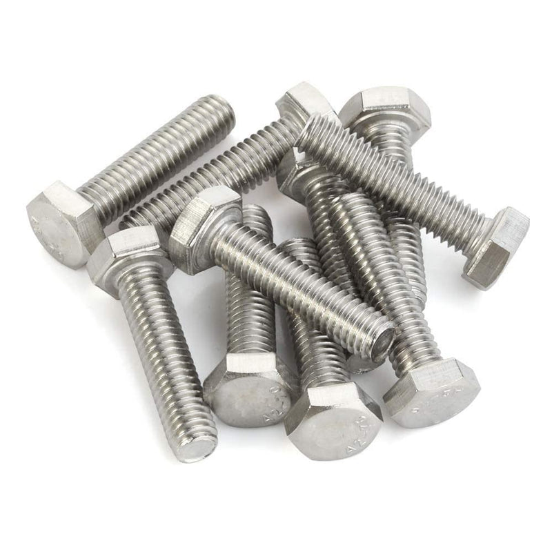 M8 x 30mm Hex Head Screw Bolts, Fully Threaded, Stainless Steel 18-8, Plain Finish, Quantity 25 M8-1.25 x 30mm
