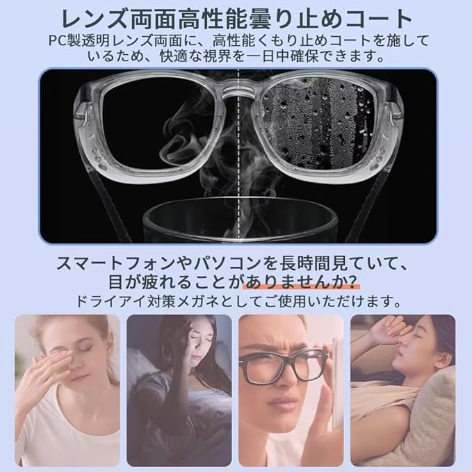 Hay Fever Glasses, Pollen Prevention Glasses, Double-Sided Anti-Fog Lens, Blue Light Cut, Fluffy Glasses, Anti-Fog, Pollen Glasses, Splash Prevention Glasses, Pollen Protection, Women's, Men's, For - NewNest Australia