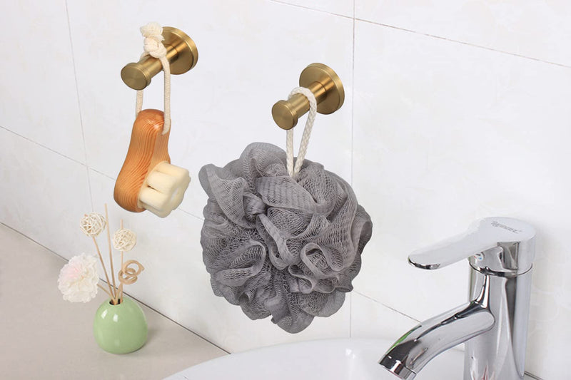 Bath Towel Hooks, 6 Pack Round Coat Hooks, Sturdy Wall Mounted Robe Hook, SUS 304 Stainless Steel Heavy Duty Clothes Hanger, Wall Towel Hooks for Bathroom Bedroom Kitchen (2 in, Gold) 2 IN-6 Pcs