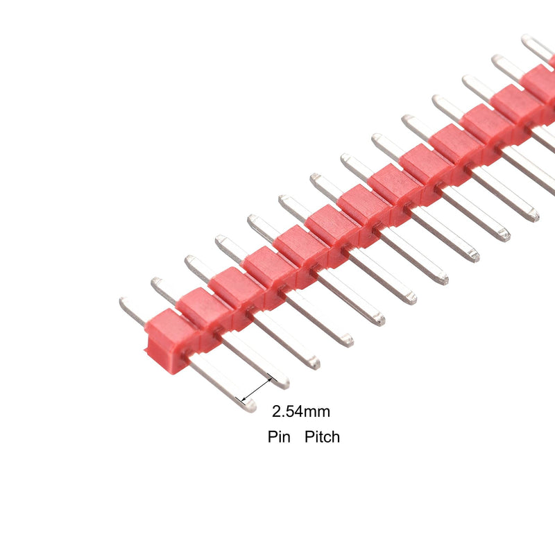 uxcell 20pcs Male Pin Header,40 Pin 2.54mm Straight Single Row Breakable Header Connector PCB Pin Strip,Red