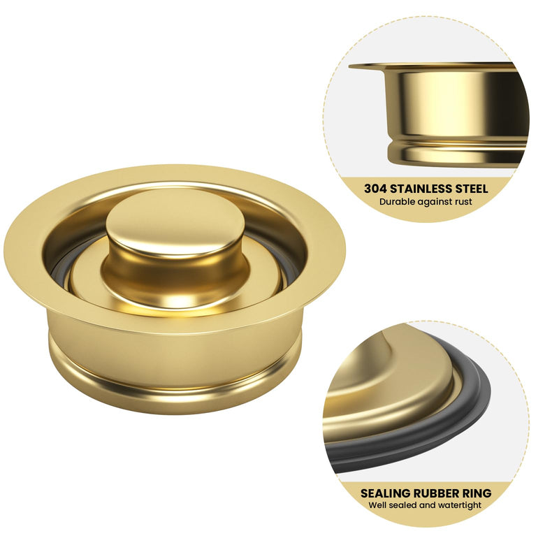 Kitchen Sink Garbage Disposal Flange and Sink Stopper,fit Stainless Steel 3-1/2 inch Standard Sink Drain Opening Kitchen Sink Replacement Accessories (Gold Bright) Gold Bright