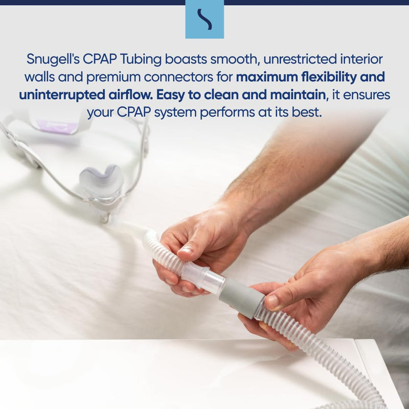 Universal CPAP Tube by Snugell (8 ft 2-Pack) - Medical Grade Flexible Polymer CPAP Hose - Compatible with All Major CPAP Machines and Most CPAP BiPap, and BiLevel Device Brands 1