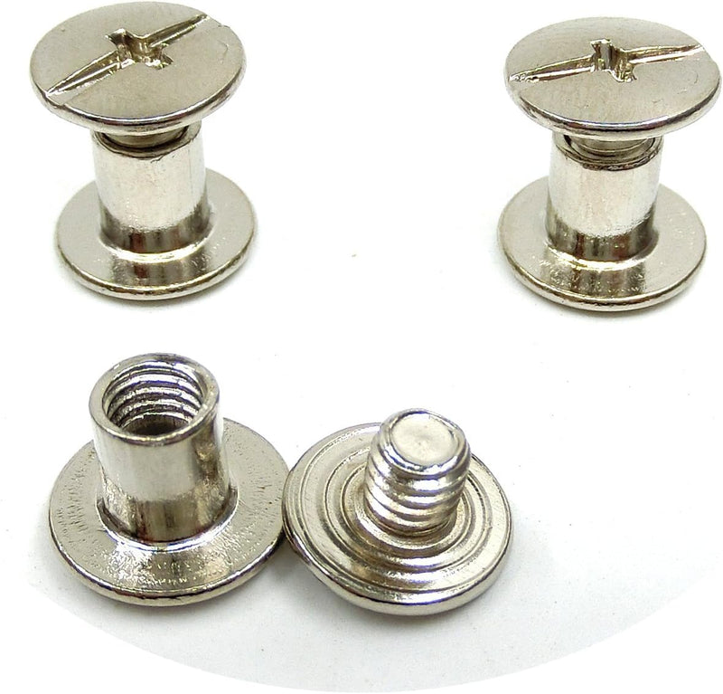 Chicago Binding Screws Post,DANCEPANDA 50 Sets Fastener Leather Repair Screws Metal Round Cross Head for Book Scrapbook Photo Album Belt Tooling (5X 6mm) (5 * 6)