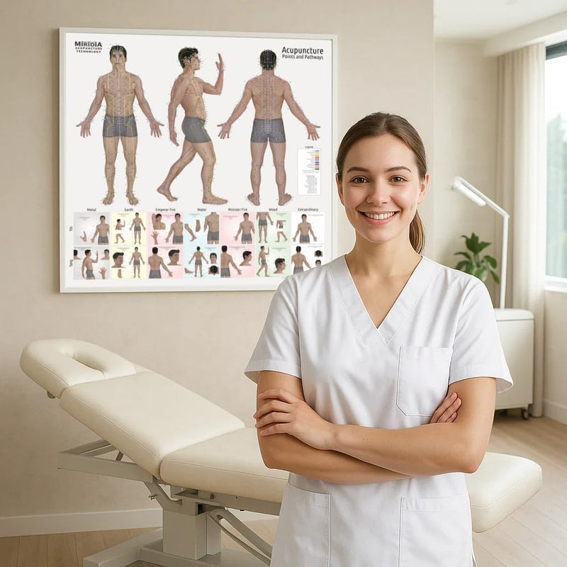 Miridia Acupuncture Chart - Huge Laminated Anatomical TCM Meridian & Points Poster - Clinic/Study Use - Accurate Acupuncture Point Chart - Clear Labels - Comprehensive Meridian System - 36x36, Male 36"L x 36"W