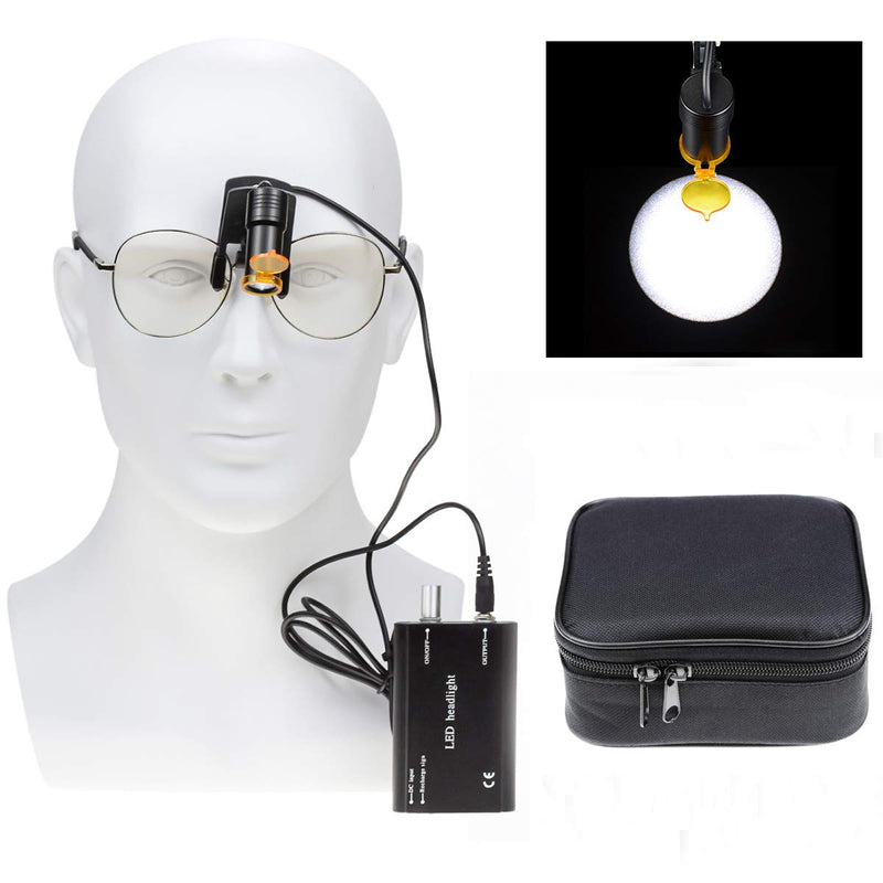 5W Waist Hanging Rechargeable Dental LED Headlight Plastic Clip with Filter for Surgical Magnifier Loupes Black