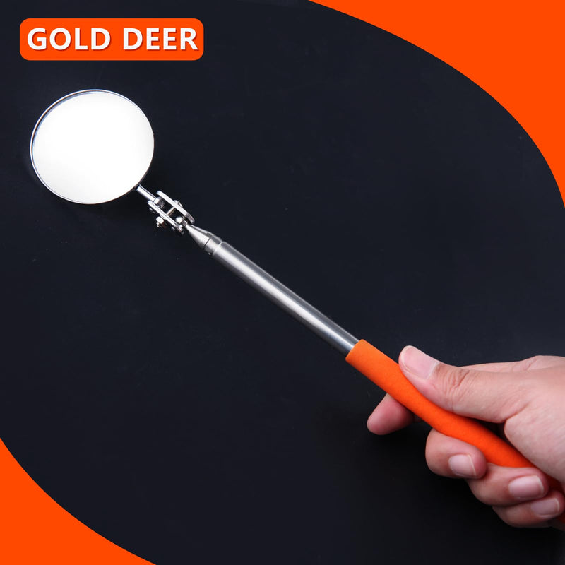 3Pack Telescoping Auto Inspection Mirror Set Mirror Stick Extendable Mirror on a Stick Mechanic Mirror with Long Handle 360°Inspection Mirror Telescoping Swivel Head,Round Rectangular