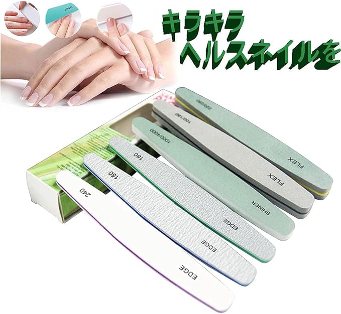 LIKENNY Sponge Nail File, Gel Nail File, Nail File, Double Sided Nail Polish Cuticle, Set of 6 (150, 180, 240, 100/180, 200/280, 1000/4000) - NewNest Australia