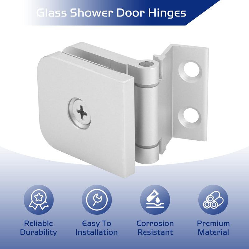 2Pack Glass Shower Door Hinges, Aluminum Mini Hinge Fit for 1/4 Inch Thick Frame-Less Glass Doors, Chrome Finish Hinges for Residential Use Shower Doors Hardware Parts