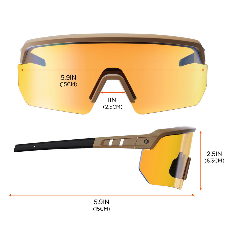 Ergodyne Skullerz AEGIR Safety Sunglasses, High Contrast Color Enhancing Mirrored Lenses, ANSI z87.1 High Contrast Yellow Mirror Lens