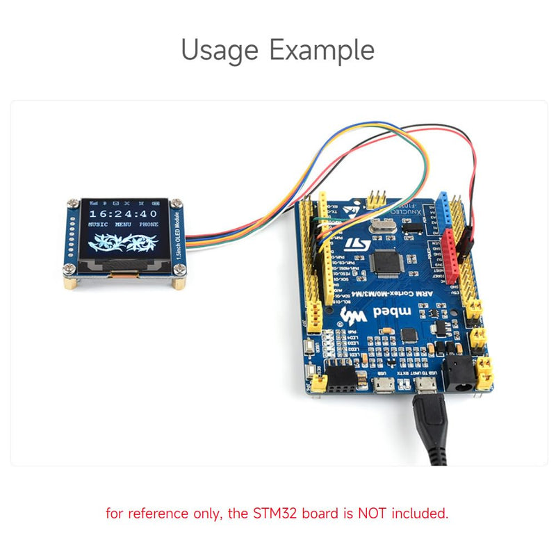 Waveshare 1.5inch OLED Display Module 128x128 Pixels 16-bit Grey Level with Embedded Controller Communicating via SPI or I2C Interface. 1.5inch OLED Module