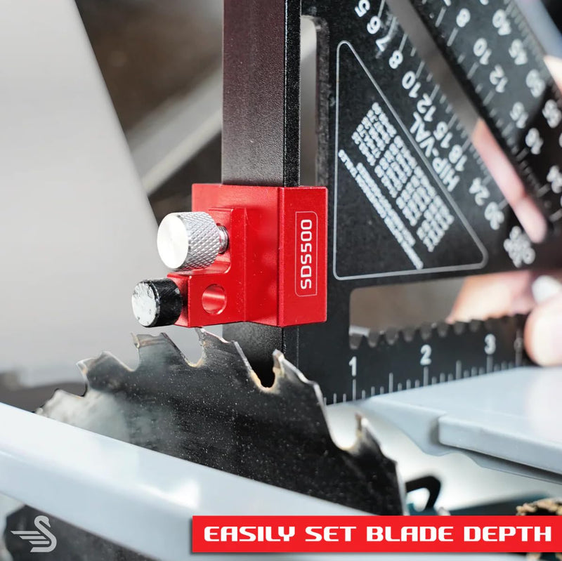 Falcon Depth Stop - Universal Depth Stop that Fits Most Speed, Rafter and Carpenter Squares, Fast Saw Blade/Router Bit Set Up, Woodworking Layout Tool, Works with Carbon Pencils