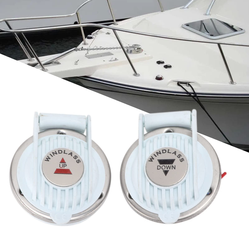 2pcs Windlass Foot Switch, Up and Down Foot Switch White DC 12V/24V Boat Foot Switch Hands Free Universal for Marine Boat Ship Anchor DC Ship Winch