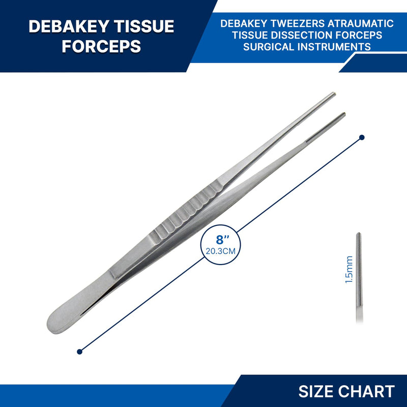 Debakey Tweezer Atraumatic Forceps Surgical Dental Veterinary Stainless Steel Instruments Select a size 6",7",8",9",10",12" (8) 8