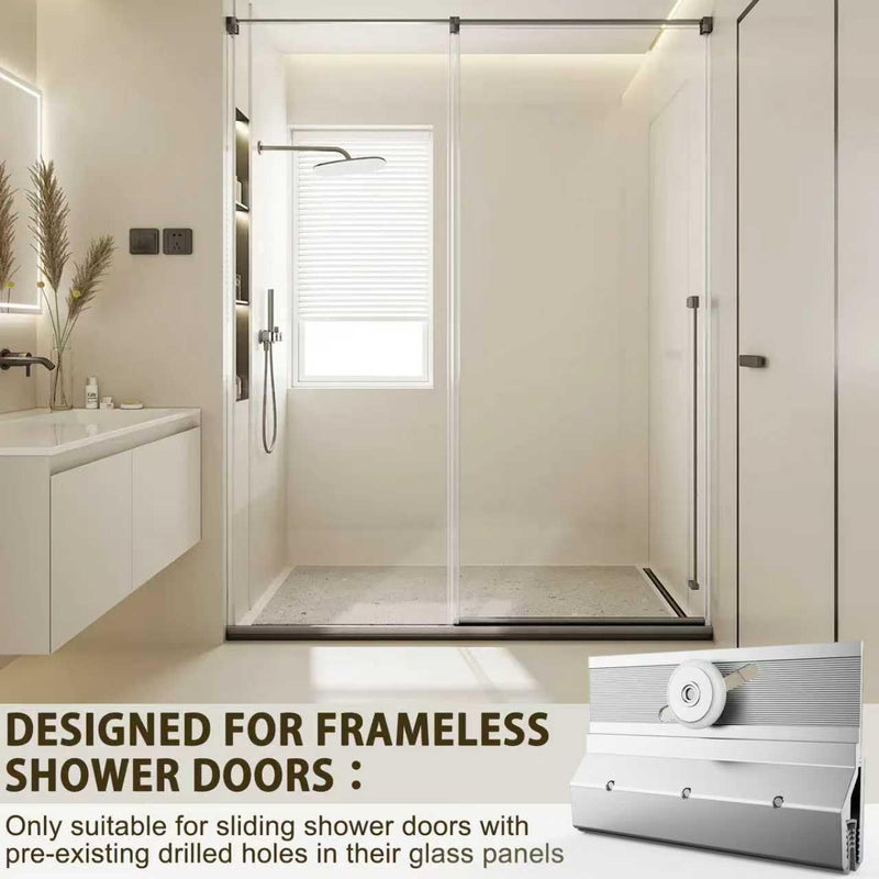 4pcs M6053 Frameless Shower Door Rollers,3/4 in Round Plastic Wheel Top Bracket Assembly Extruded Aluminum with Chrome Finish Ball Bearing Shower Door Rollers Replacement Parts