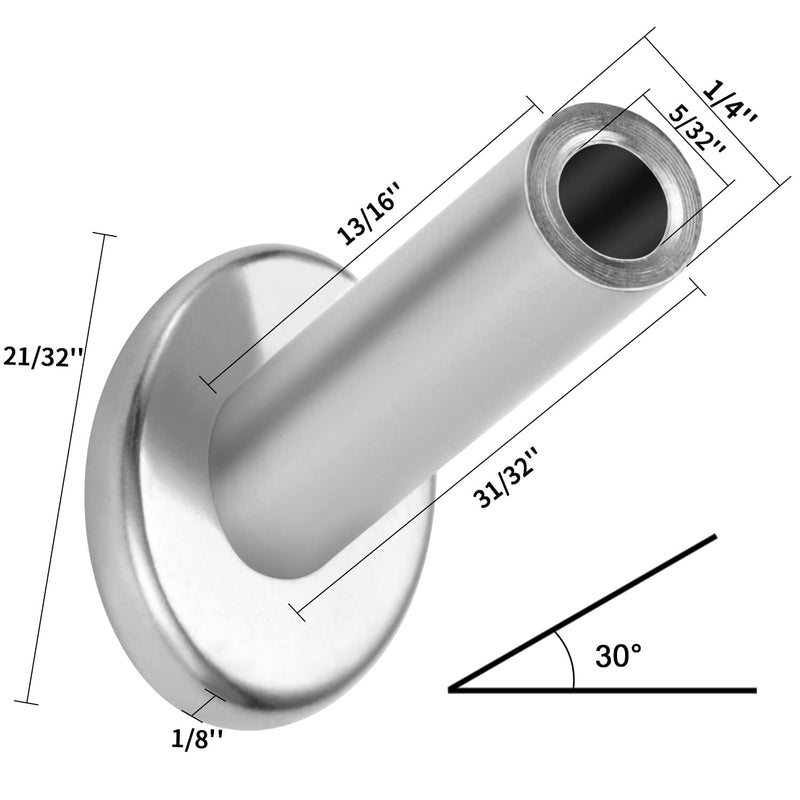 Steel DN Mate 80 Pack T316 Stainless Steel Cable Protector 30 Degree Angle Beveled Protector Sleeves, Protector Sleeve for 1/8 Cable Railing Hardware with a Drill Bit, Stair Railing Kit for Wood Post Silver