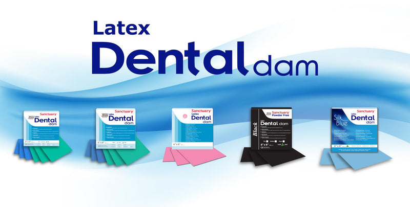 (MADE IN MALAYSIA) SANCTUARY DENTAL DAM LATEX 6"X6" (THIN) 36 SHEETS BLUE (6X6, BLUE)