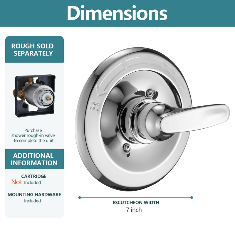 Shower Trim Kit Compatible with Delta 13/14 Series, Shower Cover Plate with Handle (Valve& Catridge Not Inclued), Chrome 1