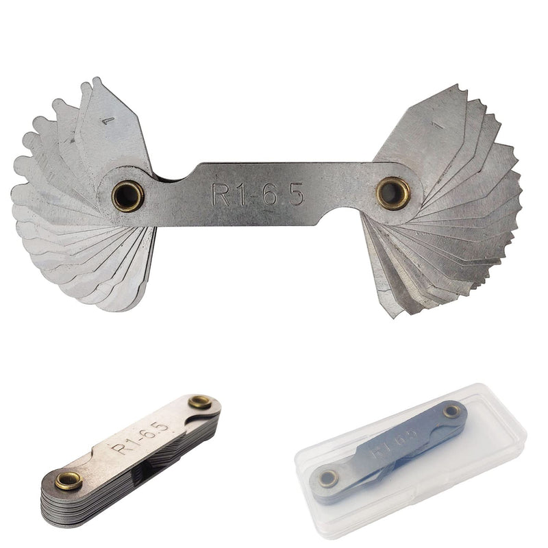 6 Pack R0.3-1.5/ R1-6.5/ R7-14.5/ R15-25/ R25-50/ R52-100 Radius Gauge Set, Stainless Steel Radius Fillet Gage Portable Concave Convex Measuring Tool for Tool and Die Makers Check R0.3-100