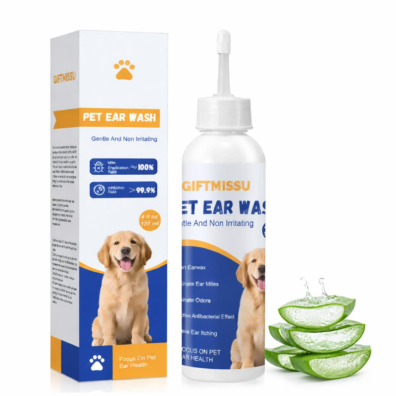 4 fl oz Dog Ear Cleaner Solution, Gentle Ear Wash for Dogs and Cats, Pet Ear Cleaner for Routine Ear Cleaning and Care, Ideal for Regular Pet Grooming Use