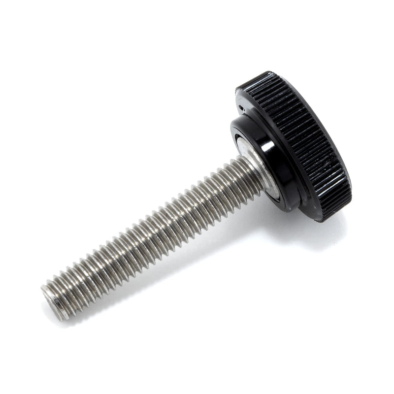 #10-32 x 1 Thumb Screw Stainless Steel - Black Knurled Round Plastic Knob - Fine Thread Thumbscrew - Length: 1.000" - Proudly Built in USA - Package of (10) 10