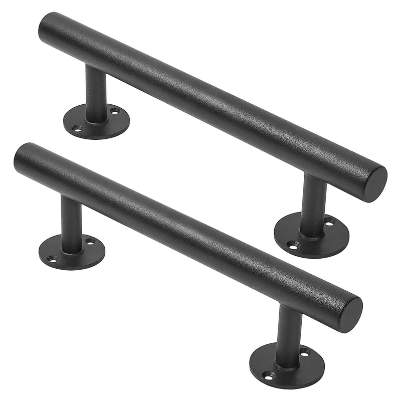12'' Black Iron Gate Handles and Pulls Pack of 2, Garage Door Handle, Outdoor Sheds Fence Barn Door Pulls, Exterior Cabinets Closet Gate Pulls D25MM-12 INCH