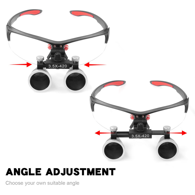 3.5x420 MM Angle Adjustable Binocular Loupes Magnifier Glasses Lab Magnification loupes with Black Cloth Case (Black)