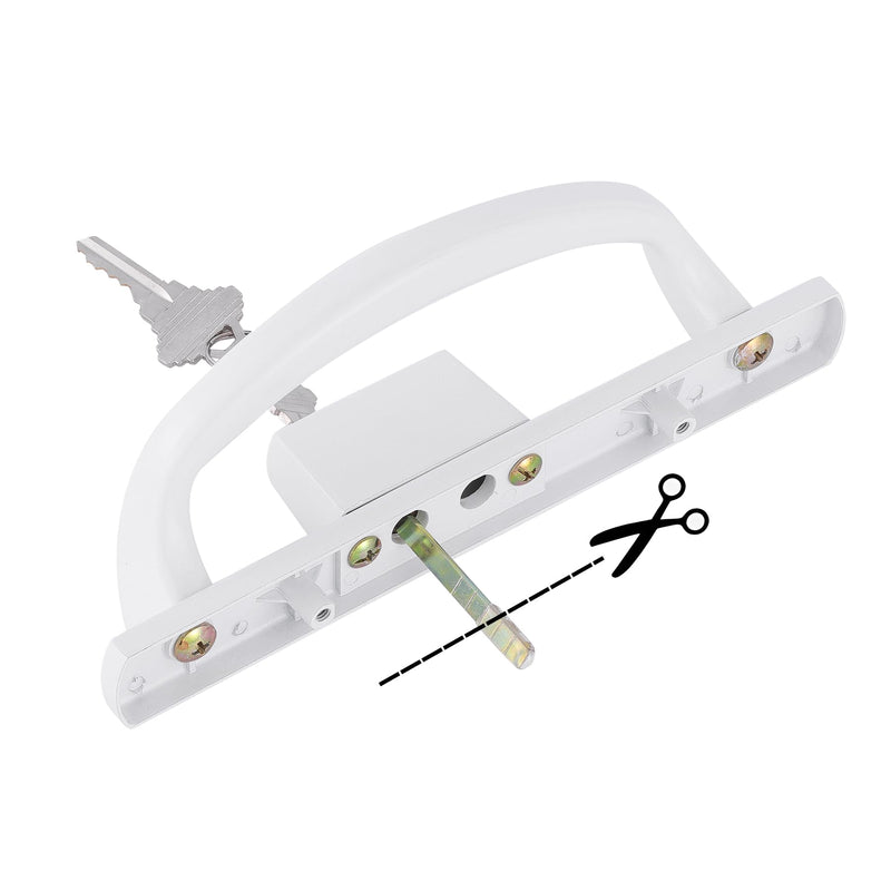 Offset Position Sliding Patio Door Handleset with Mortise Lock - 3-15/16" H.C., 45° Keyway, Fits 1-3/8" to 2" Thick Doors, Non-Handed (Keyed with Latch Lock+Keeper) Keyed With Latch Lock+Keeper