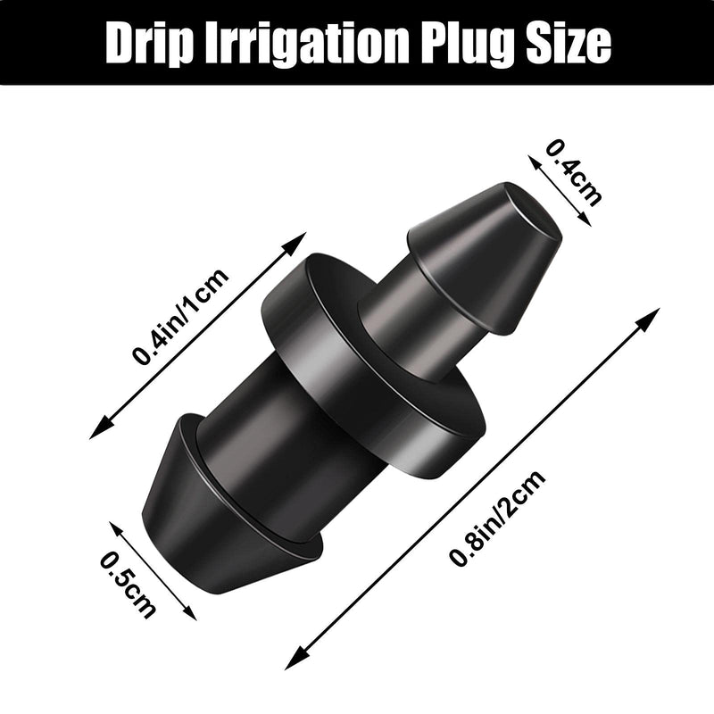 Honoson Drip Irrigation Plugs Drip Irrigation 1/4 Inch Tube Closure Goof Hole Plugs Irrigation Stopper for Home Garden Lawn Supplies, Black (150 Pieces) 150