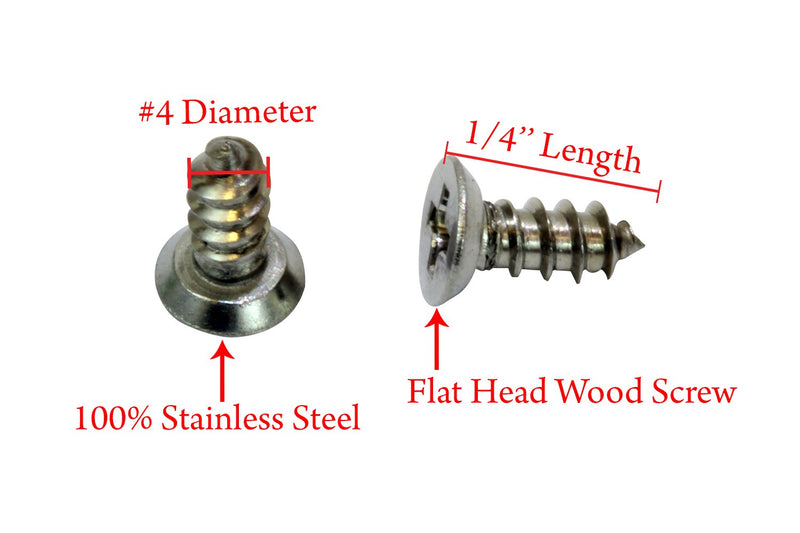 Bolt Dropper #4 x 1/4" Stainless Steel Flat Head Phillips Wood Screw (100 Pack), 18-8 (304) Stainless Steel Sheet Metal Screws - Type A Point, Plain Finish #4 X 1/4"