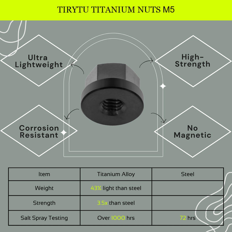 Titanium Flange Hex Nut M5, 10PCS, Black M5 0.8mm Pitch