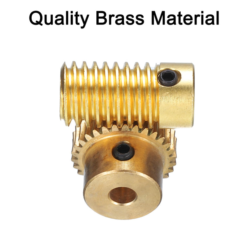 uxcell Worm Gear Set - 0.5 Module 30:1 Reduction Rate 4mm Hole Dia Gear Shaft and 4mm Hole Dia Gear Wheel 30T Drive Gear Box (Brass)