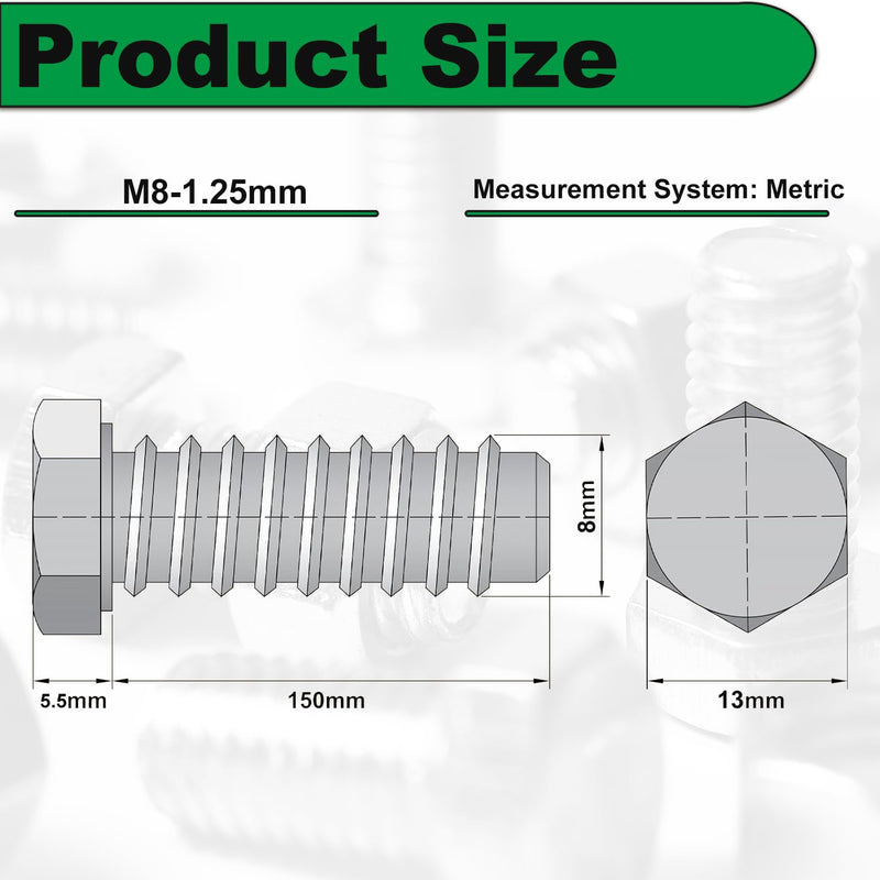 M8 Hex Bolts M8x150mm Hex Head Bolts Carbon Steel Black Oxide M8-1.25 Hex Bolt Fully Threaded 8.8 Grade Hex Tap Bolts Metric Hexagon Head Screw Machine Bolts Right Hand External Hex Drive 3Pcs 3pcs M8