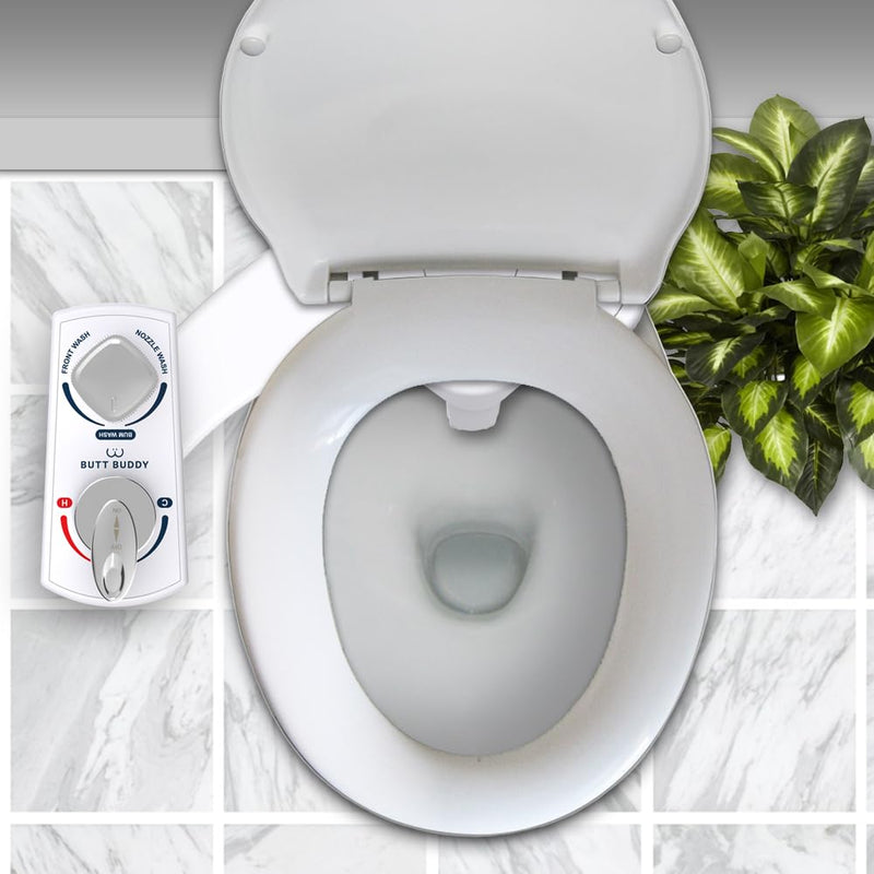 BUTT BUDDY Spa - Bidet Toilet Seat Attachment & Fresh Water Sprayer (Cool & Warm Temperature Control | Easy Setup, Universal Fit, Non-Electric | Dual-Nozzle Cleaning, Adjustable Pressure, Female Wash) 1