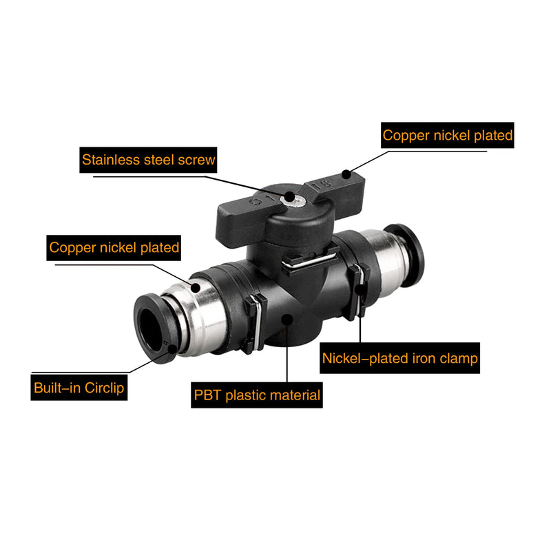 3/8 Push Connect Valve,CEKER 3/8 inch OD Quick Connect Tube Fittings Pneumatic Valve Push Fittings Union Straight Air Flow Control Valve 3Pack 3/8" OD