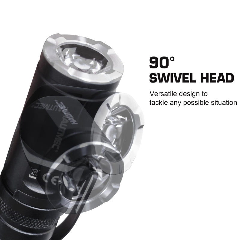 HAUTMEC 1400 Lumen Rechargeable Flashlights LED EDC Flashlight with 90 Degree Flashlight Swivel Head 5 Modes Pocket Flashlights Magnetic Base for Camping, Working, Outdoor, Hiking, Emergency Pro Swivel Flashlights