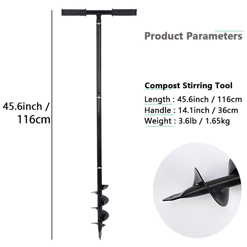Compost Stirring Tool 45.6 inch Compost Turning Tool Outdoor Manual Composting Bar Compost Turner Aerator Accessories Turner and Mixing Tool for Outdoor