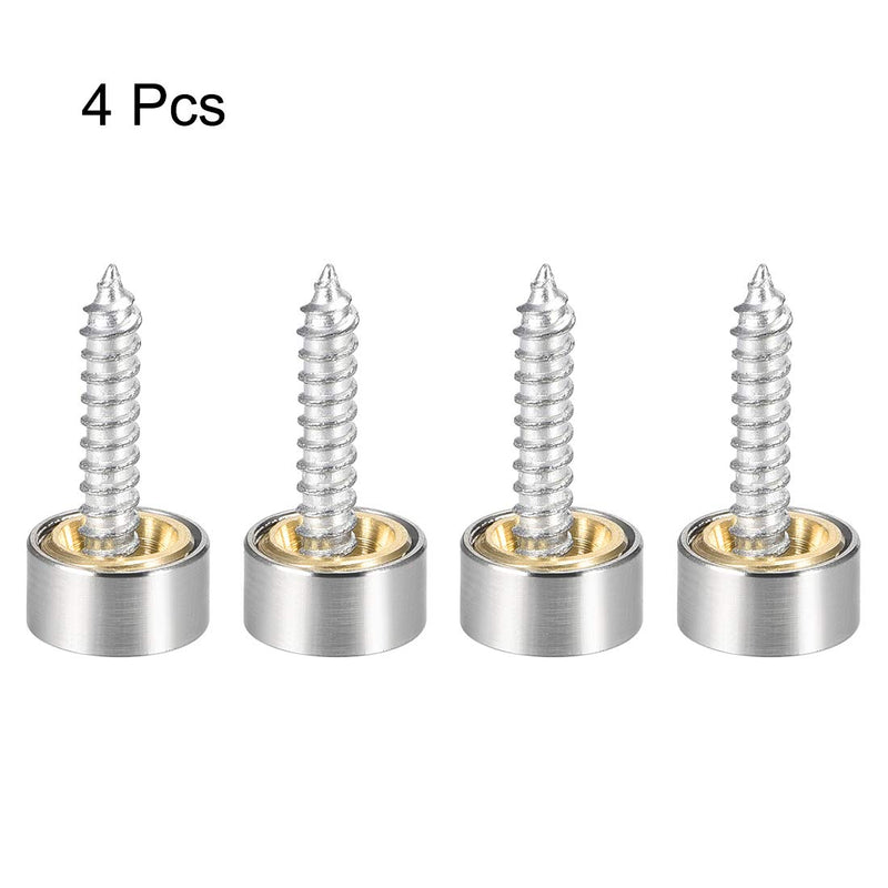 uxcell Mirror Screws Decorative Caps Cover Nails Brushed Stainless Steel 10mm, 4pcs